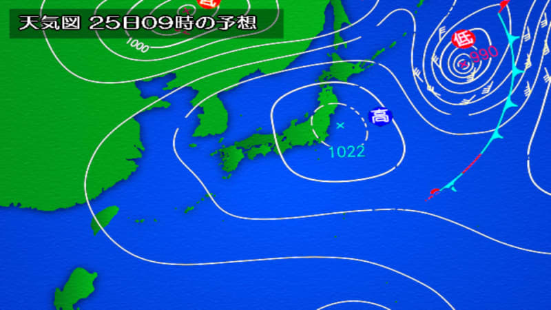 Tomorrow, northern Japan will be sunny and temperatures will rise