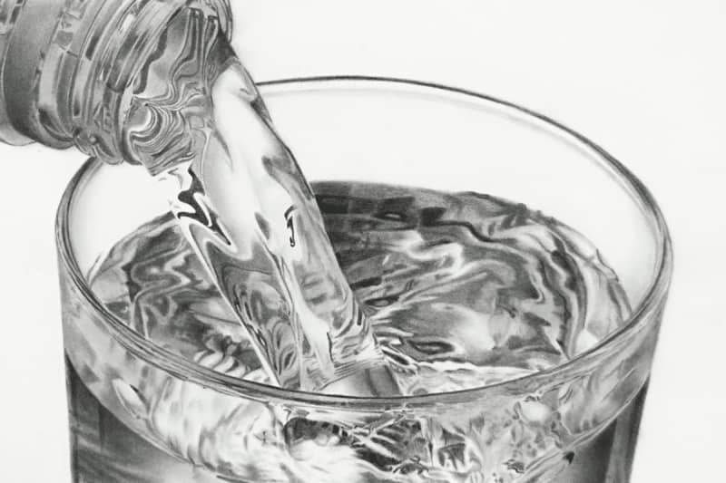 I thought it was a picture of water being poured into a cup... but it was a "super realistic" drawing drawn with a pencil.