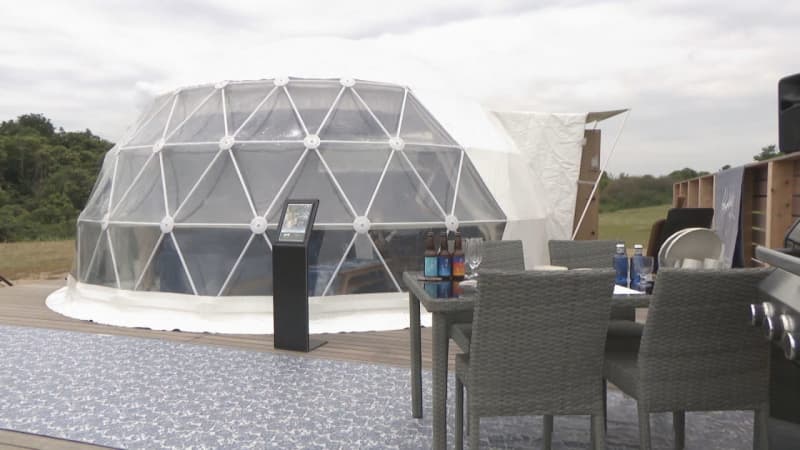 藍色に染まるラグジュアリー空間　グランピング施設にデニムの特別テントが誕生　岡山・倉敷市