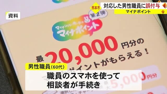 熊本市は対応した職員にマイナポイント誤付与があったと発表