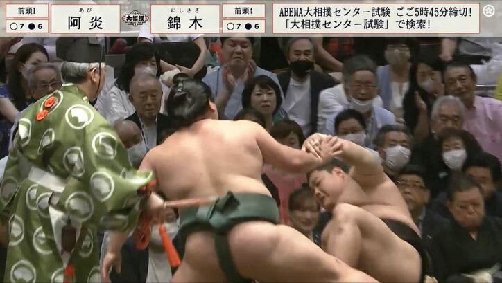 土俵際で倒れた相手力士を気遣う姿に相撲ファンほっこり「優しい錦木」7連勝で勝ち越しも決める