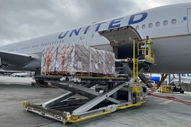 United Airlines to Guam with relief supplies