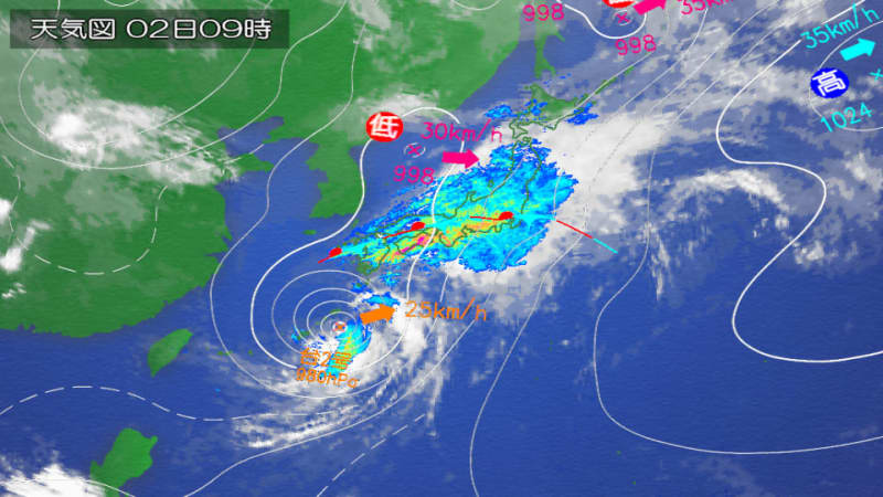 台風2号　四国・近畿・東海・関東甲信地方、大雨による災害に厳重警戒