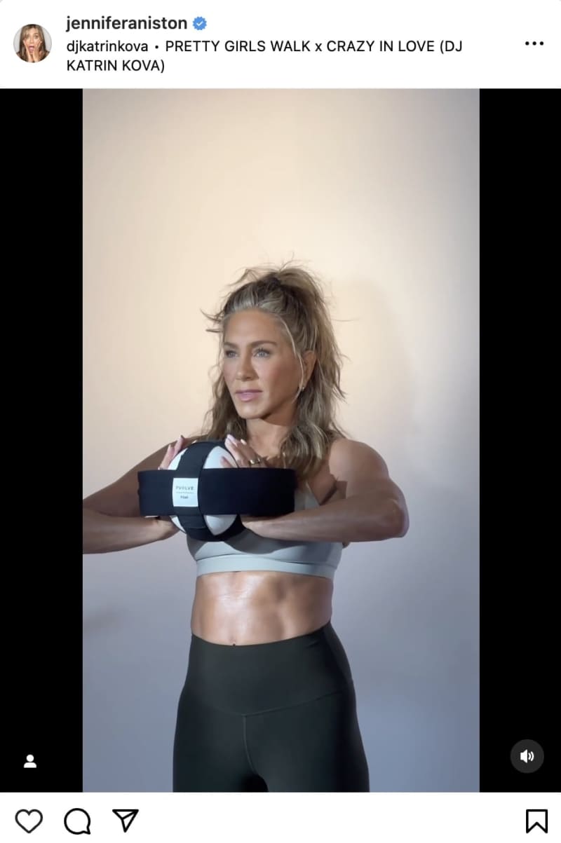 Jennifer Aniston shows off her toned abs!Announcing partnerships with fitness brands