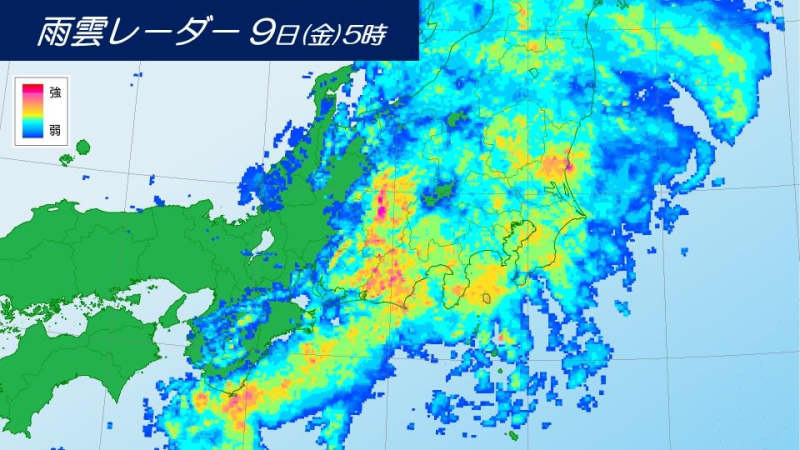 東海・関東　昼頃まで激しい雨に注意・警戒