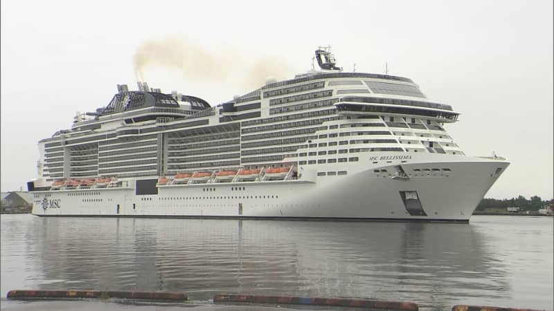 Luxurious hotel floating on the sea One of the largest cruise ships ever called at Niigata Port [Niigata]