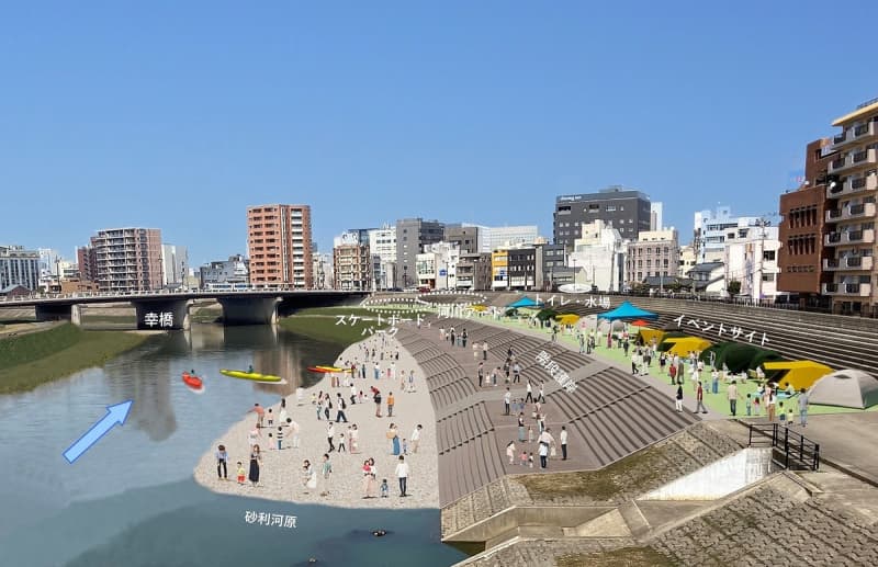 Asuwa River in the center of Fukui City will be a place to enjoy camping and canoeing throughout the year.