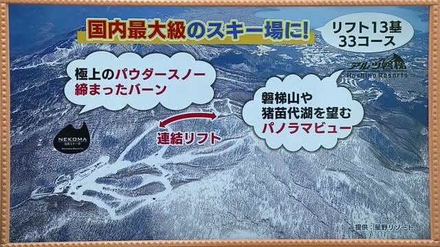 To the birth of one of the largest ski resorts in Japan I can't wait for the winter when Nekoma and Artz are connected by a lift! <Fukushima Prefecture>