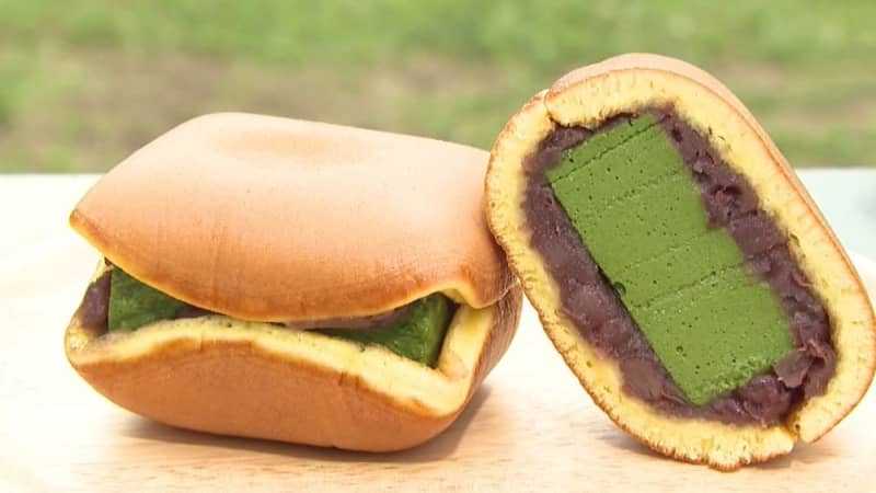 The square “Dorayaki” filled with red bean paste is the best!