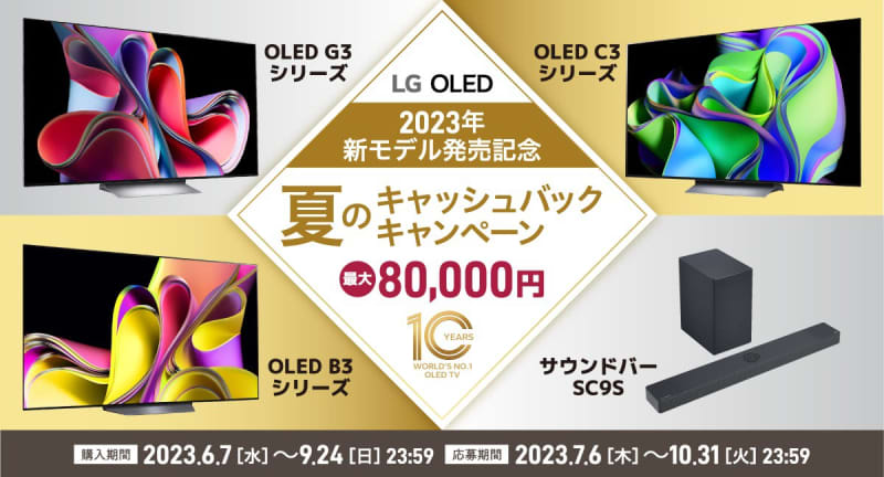 LG, campaign to cash back up to 2023 yen for 8 model purchase of organic EL TV