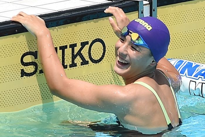 Taira (Kinjo) sets a new prefectural record in swimming and women's freestyle 50 Breathing rate, kicks, and training repeat Prefectural junior high school overall