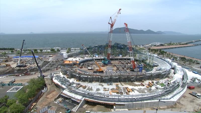 「建設中の香川県立アリーナ」池田知事は必要な追加工事を実施し予定通り2025年完成を目指す