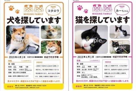 Watch out for pet escapes in summer!Osaka city publishes "search poster" for free "Anyone can use it"