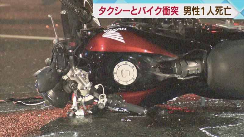 A taxi and a motorcycle collided at an intersection in Yahatanishi Ward, Kitakyushu City. One man died and one was unconscious.