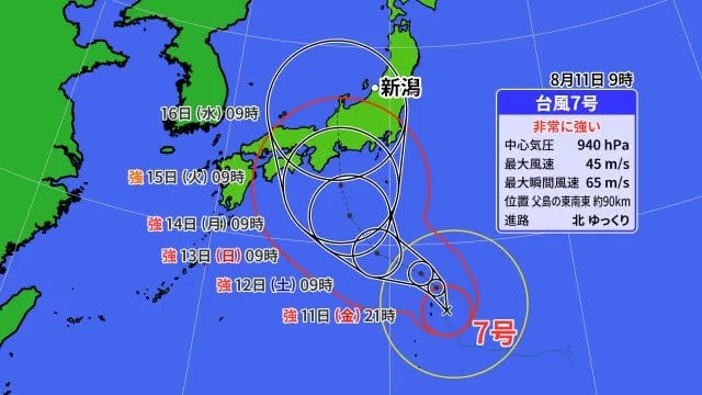 [Typhoon No. XNUMX] Approaching Honshu at a speed slower than a bicycle, expected to approach closest to Niigata Prefecture around the XNUMXth Explanation of how to read the forecast circle
