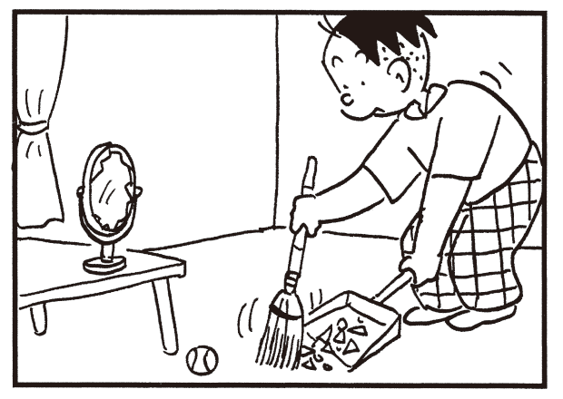 Morning update! 4-panel manga "Kariage-kun" "Dimples" "Makeup" Collecting pieces of broken mirrors?