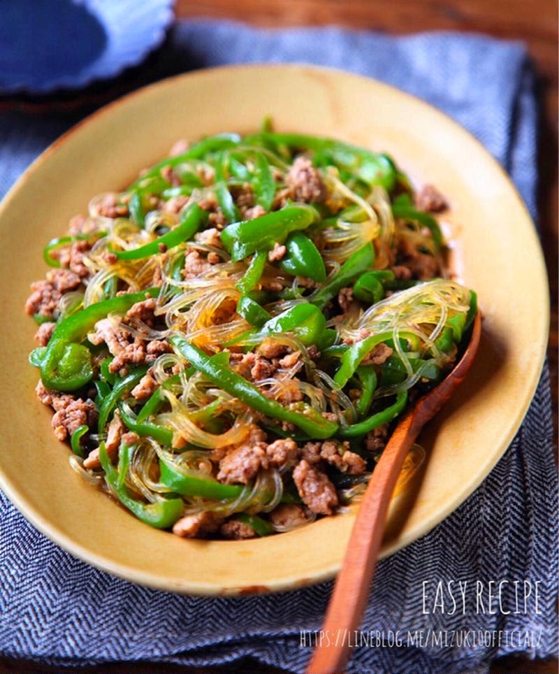 3 ingredients! A hassle-free main dish made with "green pepper x meat x vermicelli"