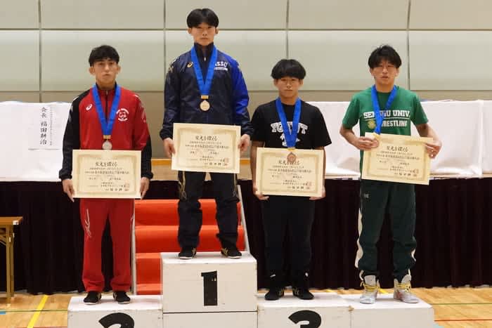 ＜レスリング＞【写真集】2023年全日本学生選手権／男子フリースタイル・表彰式