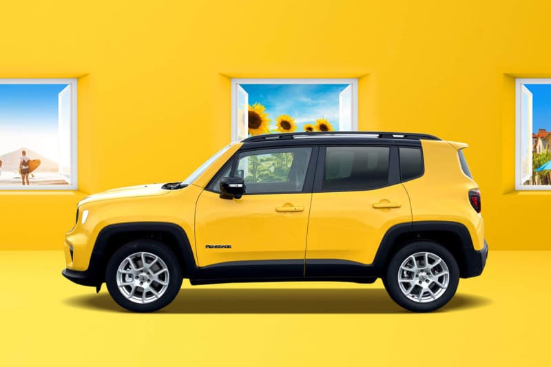 Jeep Renegade A bright yellow limited edition car is sure to stand out in the outdoors