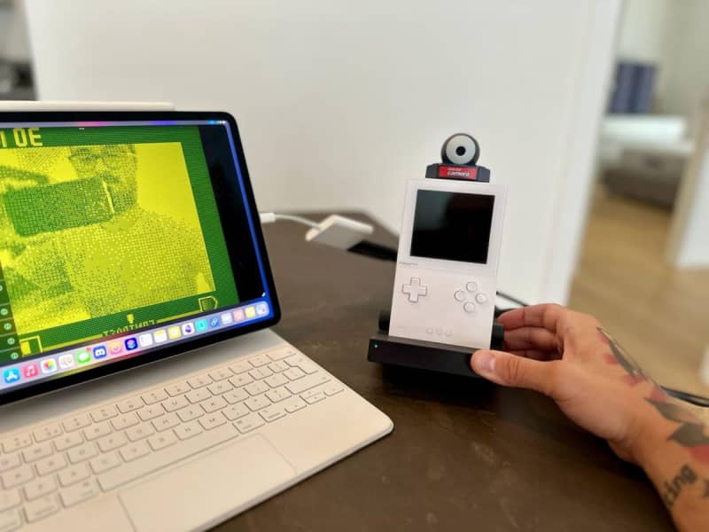 A man who successfully made a FaceTime video call with an iPad + Game Boy pocket camera appears