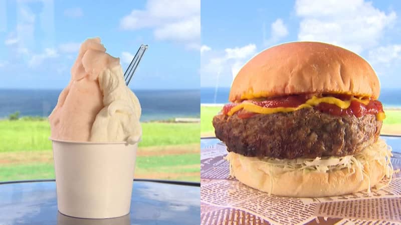 Enjoy original gelato and hamburgers with a spectacular view of Ishigaki Island