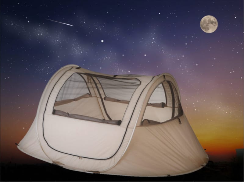 I want to look at the night sky and sleep!Introducing a one-touch mesh tent that doubles as a mosquito net