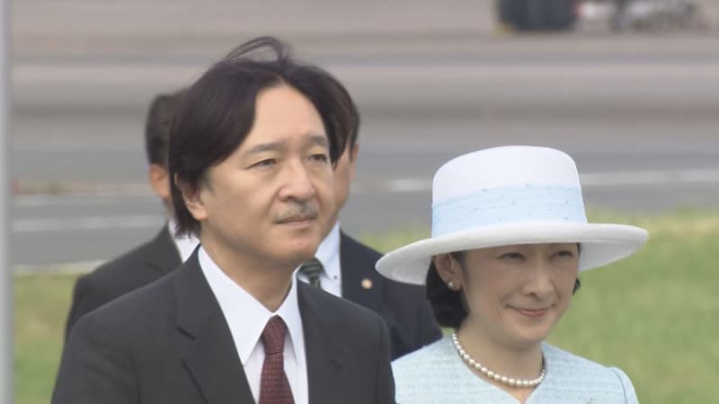 Prince Akishino and his wife depart from Haneda Airport on a government plane for official visit to Vietnam