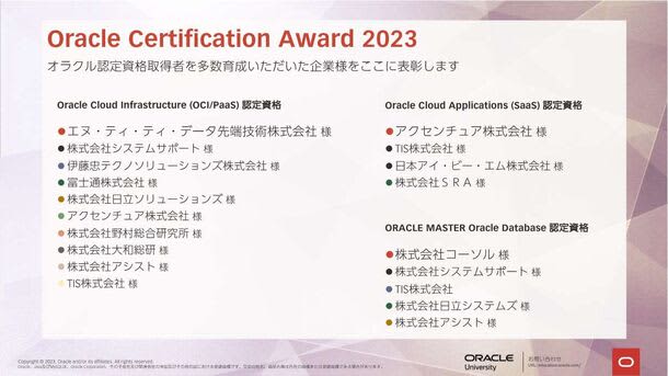 コーソル、12年連続で「Oracle Certification Award」を受賞　～ 『O…