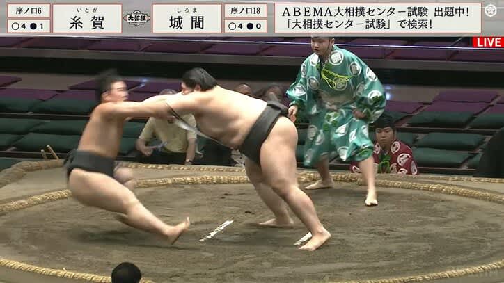 ``Momentarily'' ``Overwhelming'' A ``novice sumo wrestler'' who shouldn't be in the opening stages blows away his opponent with one blow