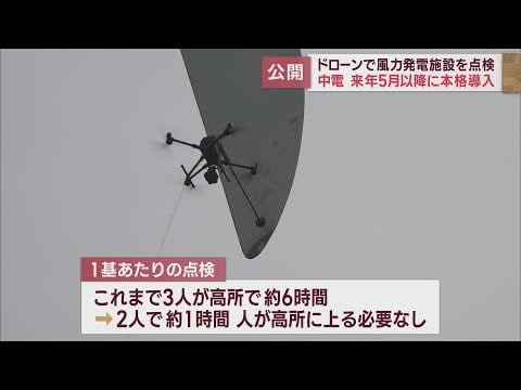 Wind power generation at a height of 80 meters can be inspected safely in a short time using a drone... Technology developed by Chubu Electric Power is released...