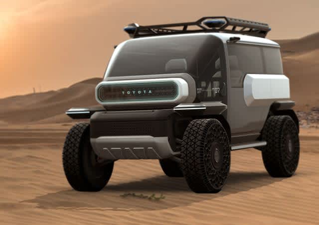 Toyota's "Baby Lunar Cruise" uses the FJ40 Land Cruiser motif and incorporates lunar rover technology...