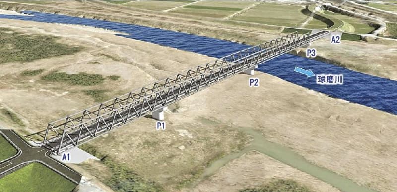九州整備局八代復興／球磨大橋（熊本県錦町）架け替え、トラス橋＋箱桁橋に