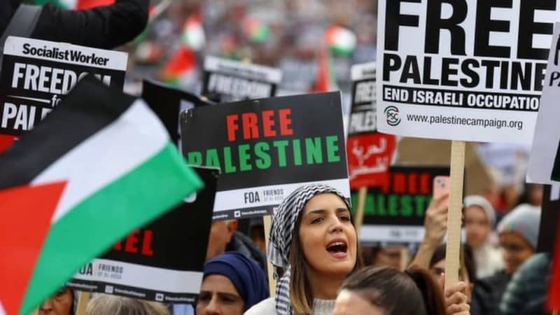 ロンドンで親パレスチナデモに10万人参加、英各地でも