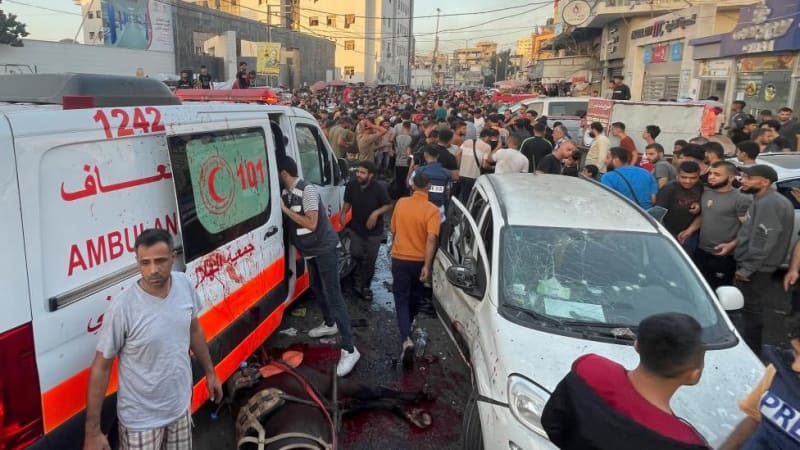 Explosion near Gaza City hospital kills 13, Hamas says