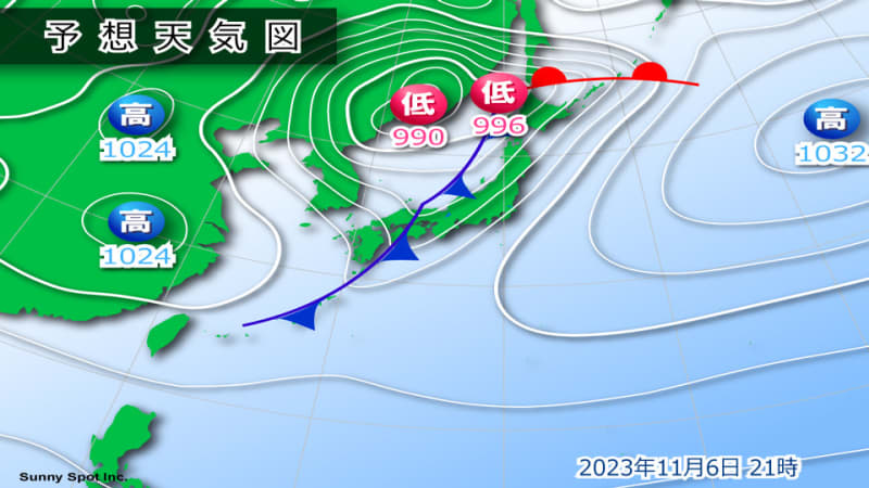 Heavy storms likely due to passage of cold front in Hokuriku and northern Japan
