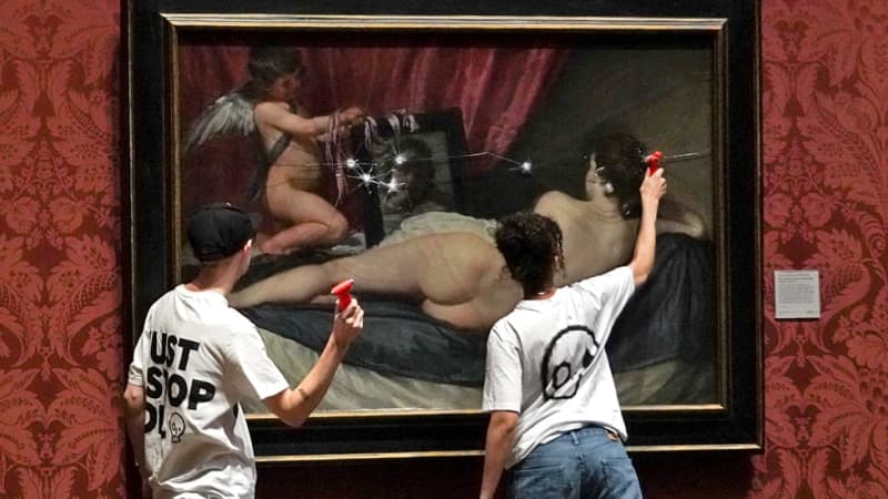 Environmental activist arrested for breaking protective glass of painting 'Venus Mirror' in London
