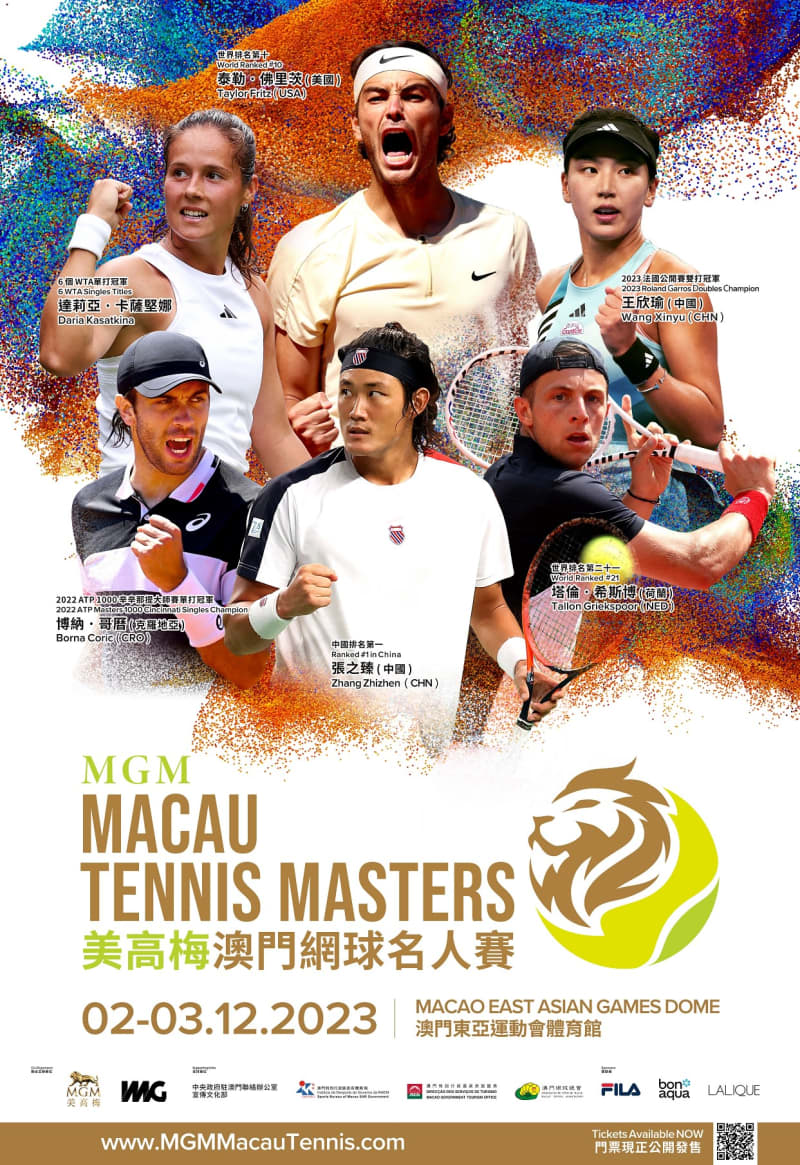 Six players including Fritz, Freekspaul, and Kasatkina will participate in the MGM Macau Tennis Masters... December 6nd...