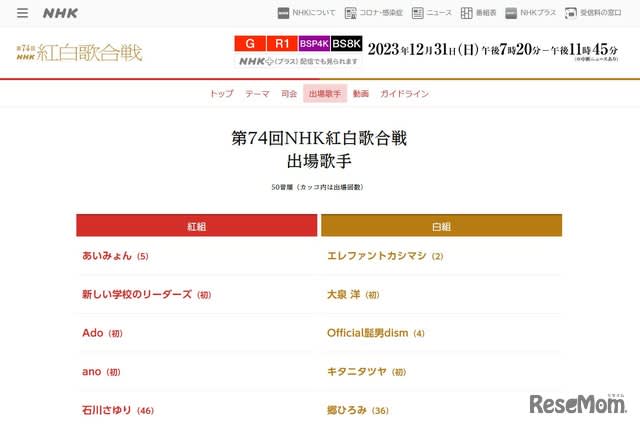 NHK Kouhaku Uta Gassen, no former Johnny's participants...Guidelines announced
