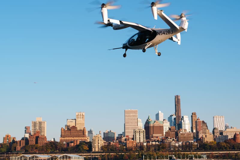 Joby, electric air taxi flight in New York.Operates quietly even in densely populated areas