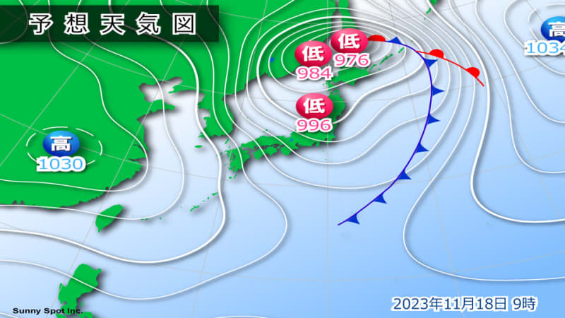 Winds will be stronger nationwide tomorrow. Beware of storms and high waves. Hokuriku region also beware of landslides.