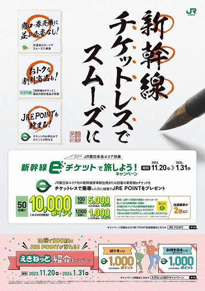JR東日本、JRE POINT総額300万円相当が当たるキャンペーンを開催　えきねっと紹介キャ…