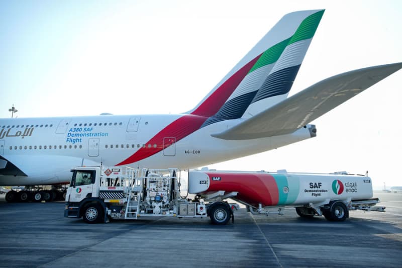 Emirates makes first flight of Airbus A100 with 380% SAF