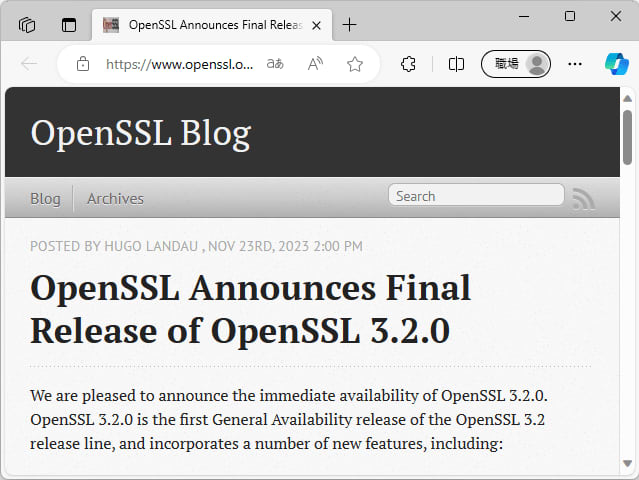 "OpenSSL 3.2" released - one month later than planned / "OpenSSL 1" released on 3.3...