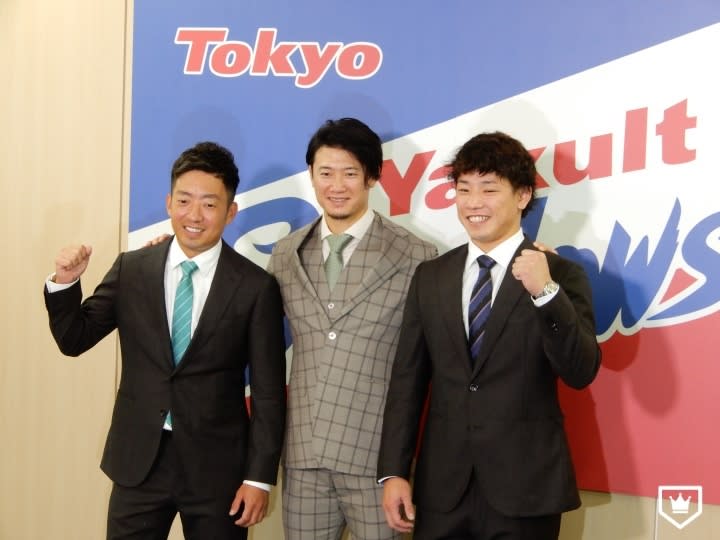 西川遥輝、嘉弥真新也、増田珠がヤクルト入団会見　西川「悔しさをバネに」