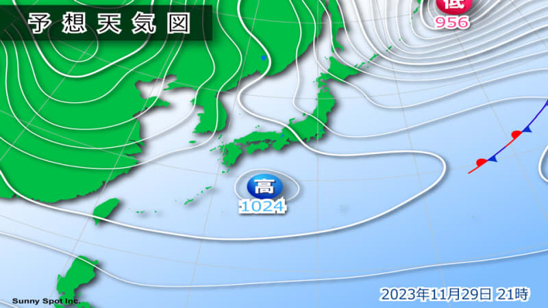 Beware of poor visibility in Hokkaido due to cloudy weather. Sunshine is widespread on the Pacific side.