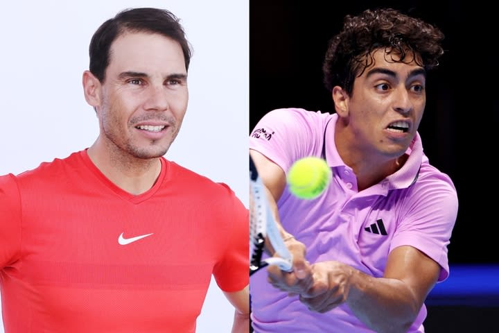 ``He's a player with natural talent,'' Nadal said highly of Next Gen player Shelby.Left-handed, admiring himself...