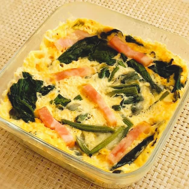 [A rich quiche that doesn't require fresh cream! ? ] Easy to use in the microwave!I made a spinach and bacon cookie with what I had in the fridge...
