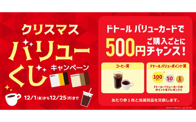 Doutor Value Card, 1 cup of coffee/point gift, etc. “Christmas Value Lottery Campaign”