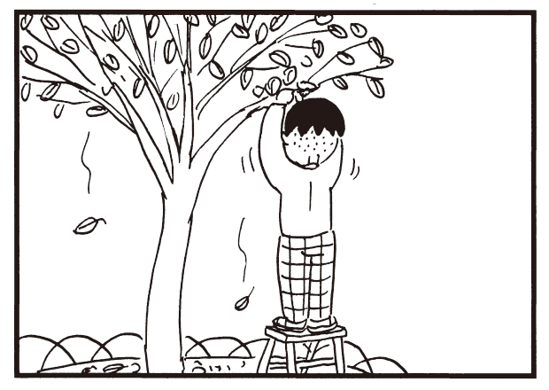 朝イチ更新！4コマ漫画『かりあげクン』落葉する木に仕掛けたものとは？