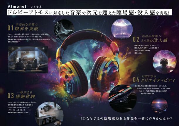 Launch of 3D music production "Atmonet" compatible with Dolby Atmos High quality sound source production...